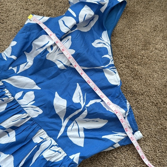 NWT J. Crew One Shoulder Blue White Floral Cotton Midi Dress - Picture 8 of 14